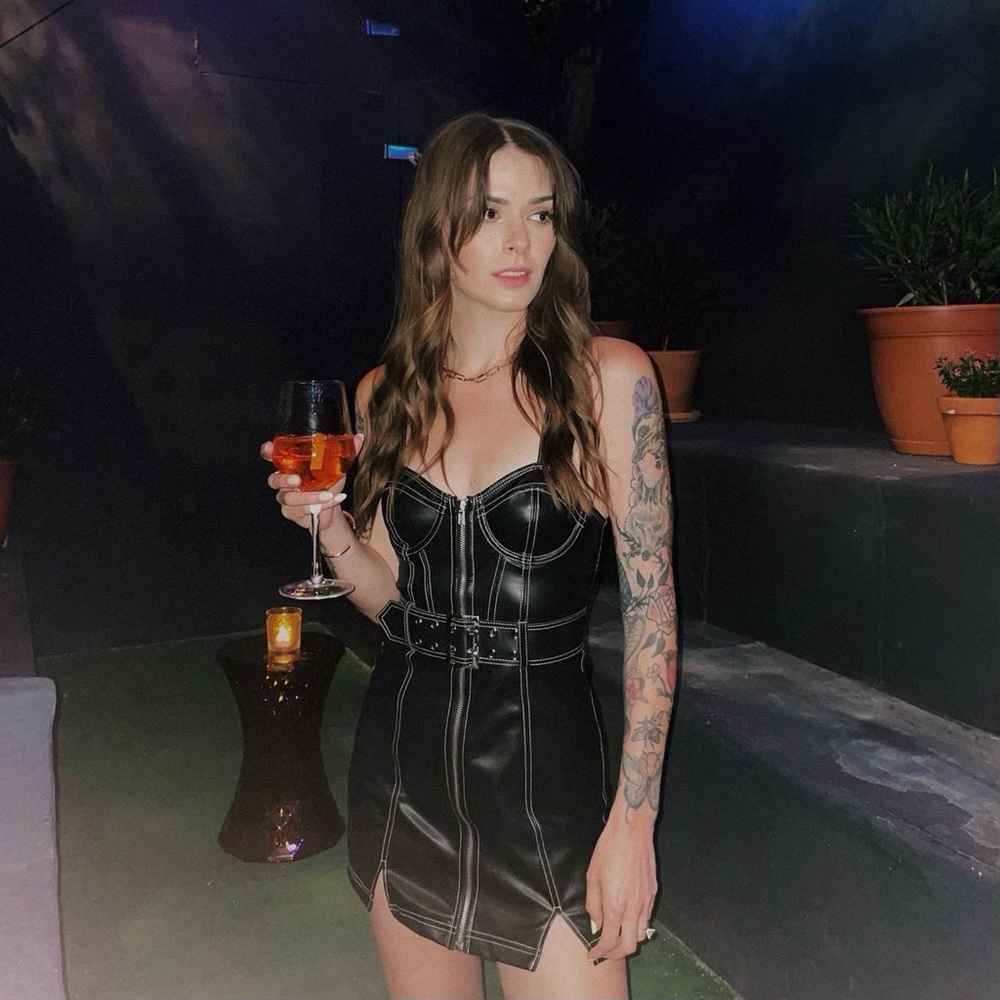 Leather Zip Mini Dress